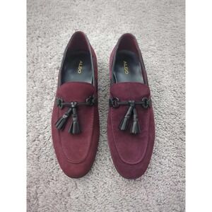 Aldo Olaleviel Shoes Mens 9.5 US Burgundy Suede‎ Tassel Slip On Dress Loafers